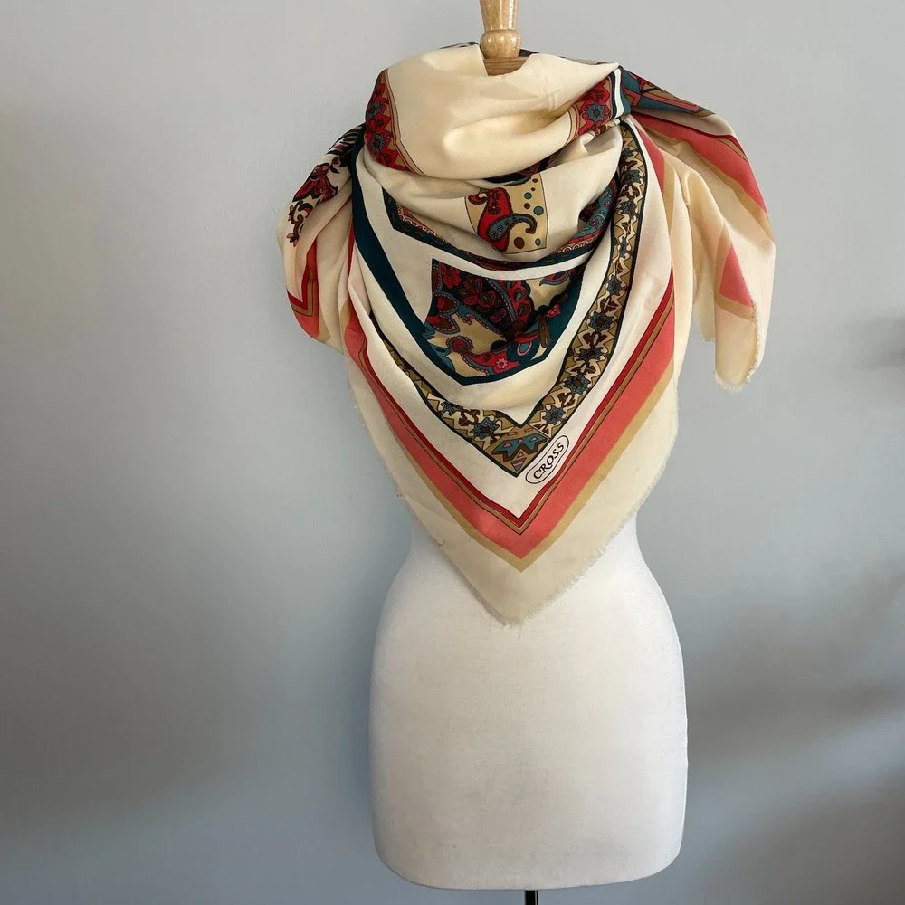 Vintage Oversized Cross Western Scarf VTG Scarf